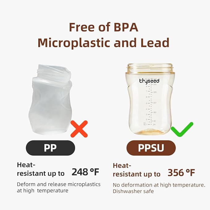 PPSU Natural Breast-Like Bottle with Nipple(3-7 Months),10oz，2pack