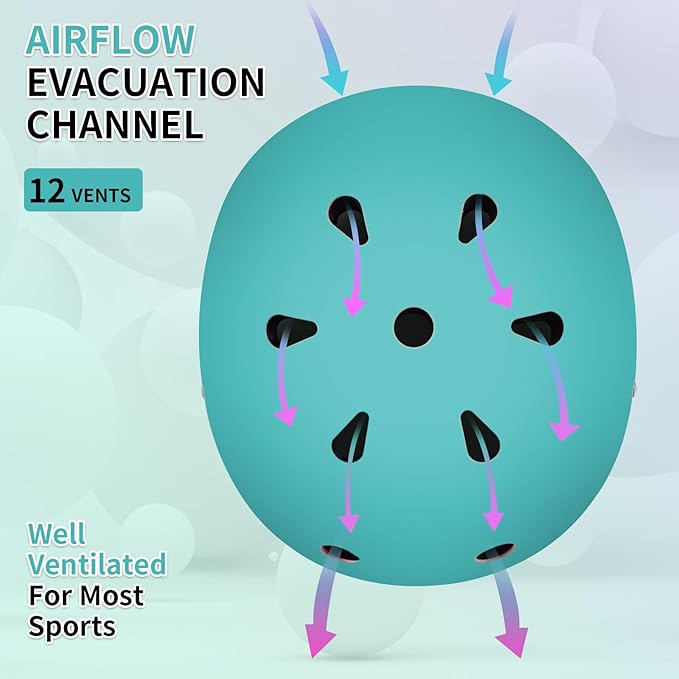 Adjustable Kids Bike Helmet with Knee & Elbow Pads Set, Color Gradient Design for Boys and Girls Aged 3-14+, for Skateboarding, Scooter, Roller & Inline Skating, Longboard