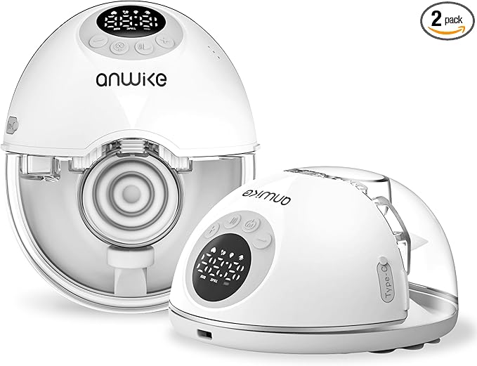 Hands Free Breast Pump MY-381 – Wearable Breastfeeding Pump, Rechargeable Electric Pump with Voice Prompts, 4 Modes & 12 Suction Levels – Portable, BPA-Free, Double Pack (White)