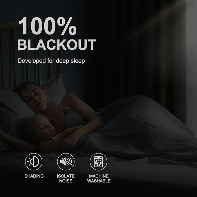 NICETOWN 100% Blackout Curtains for Bedroom, Thermal Insulated Window Drapes Room Darkening Cafe Curtains for Living Room with Grommet Top, 52 x 63 Inch Long, 2 Panels, Khaki