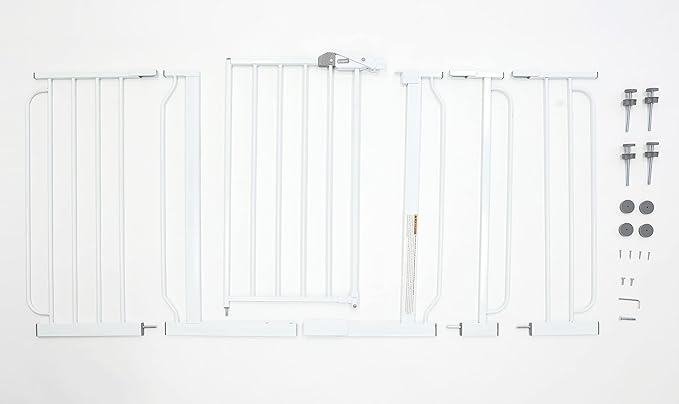 Regalo 56-Inch Extra WideSpan Walk Through Baby Gate, Includes 4-Inch, 8-Inch and 12-Inch Extension, 8 Piece Set - 4 Pack of Pressure Mounts and 4 Pack of Wall Cups and Mounting Kit, White