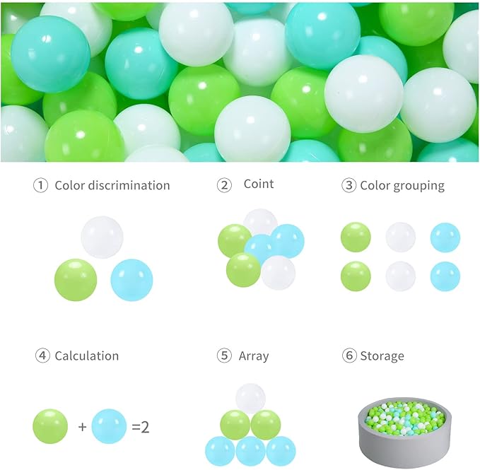 GOGOSO Ball Pit Balls for Toddlers, Green Balls for Ball Pool Birhtday Party Girls Kids with Storage Bag, 2.17inches