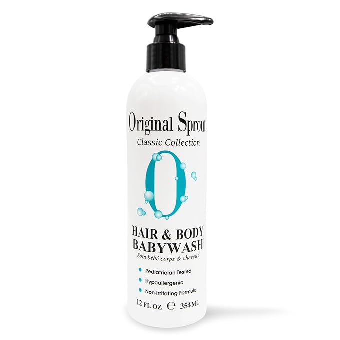 Original Sprout Baby Shampoo and Body Wash, Hypoallergenic Formula with Organic Calendula & Rosemary for Sensitive Hair & Skin, 12 oz. Bottle