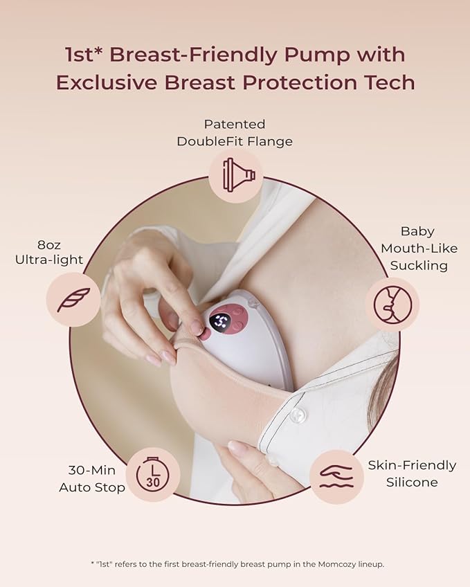 Momcozy M5 Lite Hands-Free Wearable Breast Pump, DoubleFit Flange for Baby-Like Comfort, 3 Modes & 9 Suction Levels, No Flange Insert or Hard Carry Case, 24mm, 2-Pack, Cozy Red