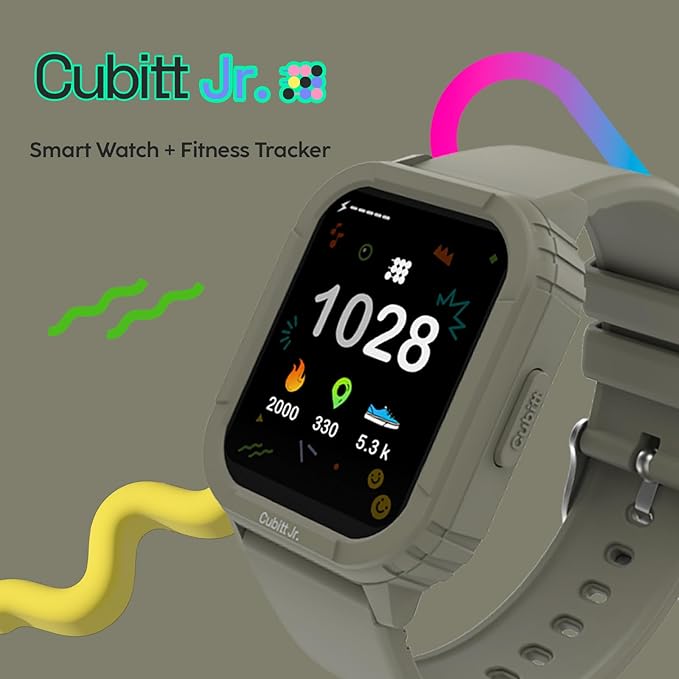 Cubitt Jr Smart Watch Fitness Tracker for Kids and Teens, with Games, Step Counter, Sleep Monitor, Heart Rate Monitor, Activity Tracker, Good Habits Alarms, 1.52" Touch Screen, IP68 Waterproof