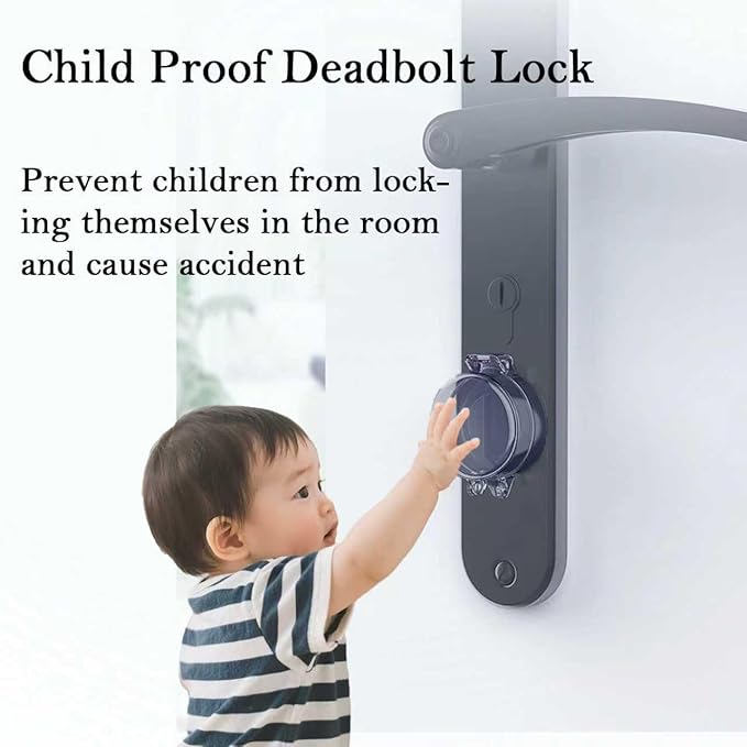 2 Pack Deadbolt Child Safety Lock Cover, Child Proof Door Knob Cover, Large Size Door Safety Deadbolt Lock for Kids, 2.76 * 2.14"
