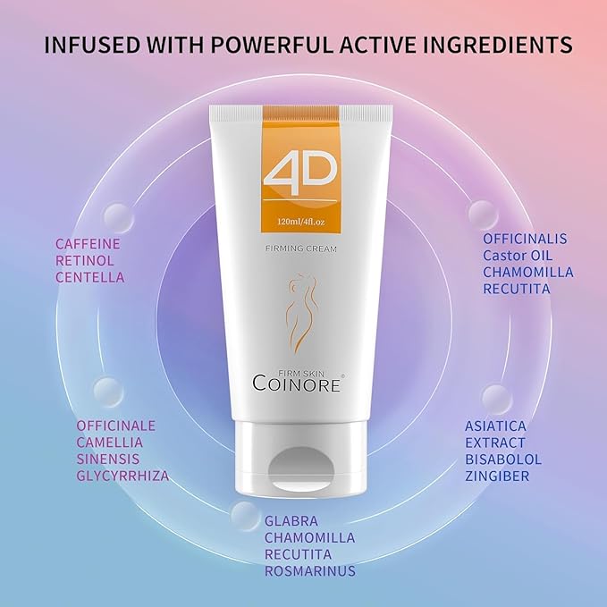 B Flat Belly Firming Cream - Fast Absorbing Moisturizer Firming, Tightening Cream for Belly, Thigh & Buttocks for Women & Men, 4.0 Fl Oz