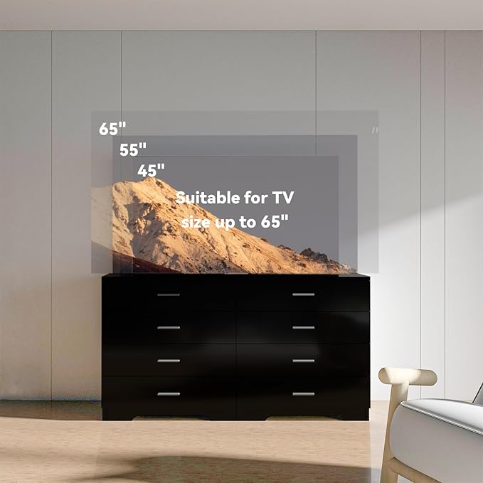 Dresser with Power Outlets Wooden 4 Drawer Dresser with USB and Type C Port Chest of Drawers for Bedroom Tall Black Organizer Storage for Living Room Hallway Closet