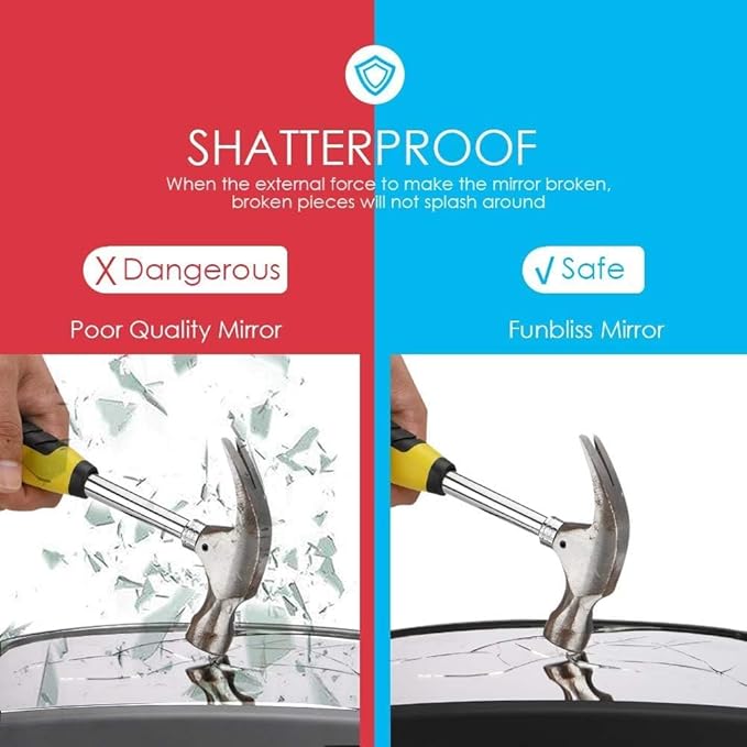 Funbliss Fixed Headrest Baby Car Mirror, Car Mirror for Baby Compatible with Tesla and other vehicles,360° Rotation, Shatterproof Plastic, No Assembly Required