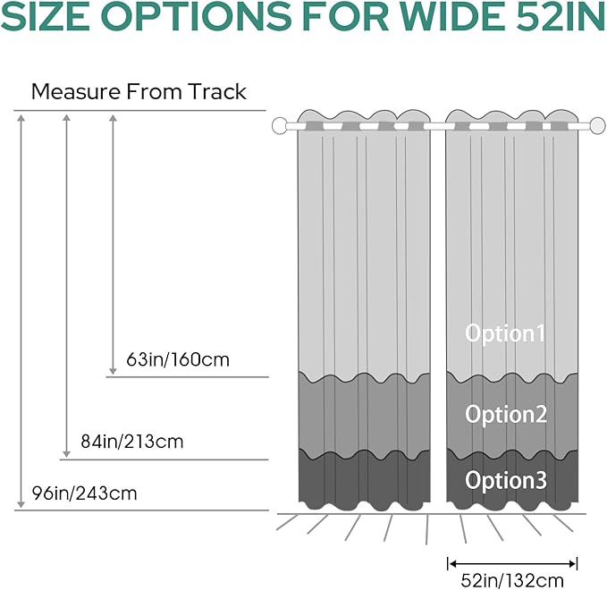 HOMEIDEAS Teal Ombre Blackout Curtains 52 X 84 Inch Length Gradient Room Darkening Thermal Insulated Energy Saving Grommet 2 Panels Window Drapes for Living Room, Bedroom