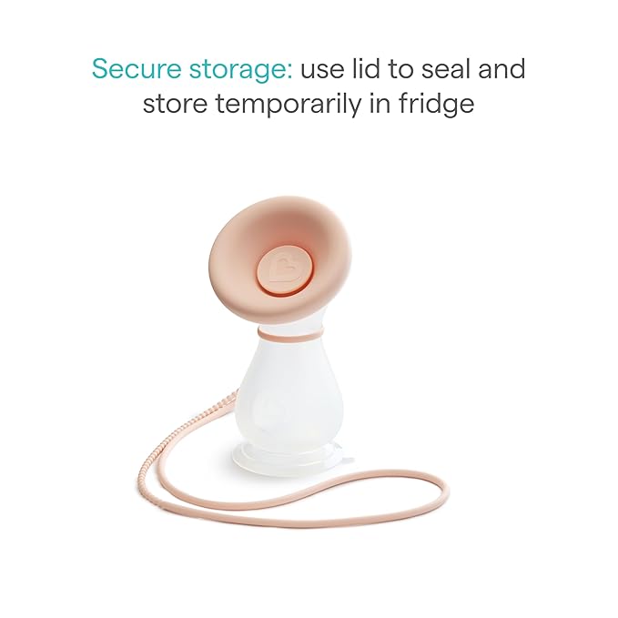 Munchkin Manual Breast Pump for Breastmilk, Food Grade Silicone, BPA Free, 4 Ounce - Portable Breastfeeding Essential for Expressing Milk at Home, Work, and On The Go, Clear/Pink