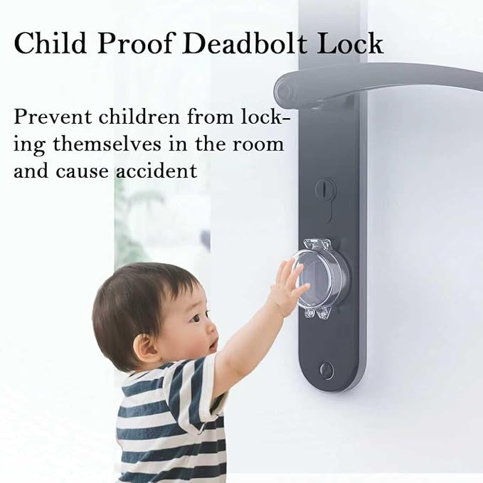 2 Pack Deadbolt Child Safety Lock Cover, Child Proof Door Knob Cover, Large Size Door Safety Deadbolt Lock for Kids, 2.76 * 2.14"