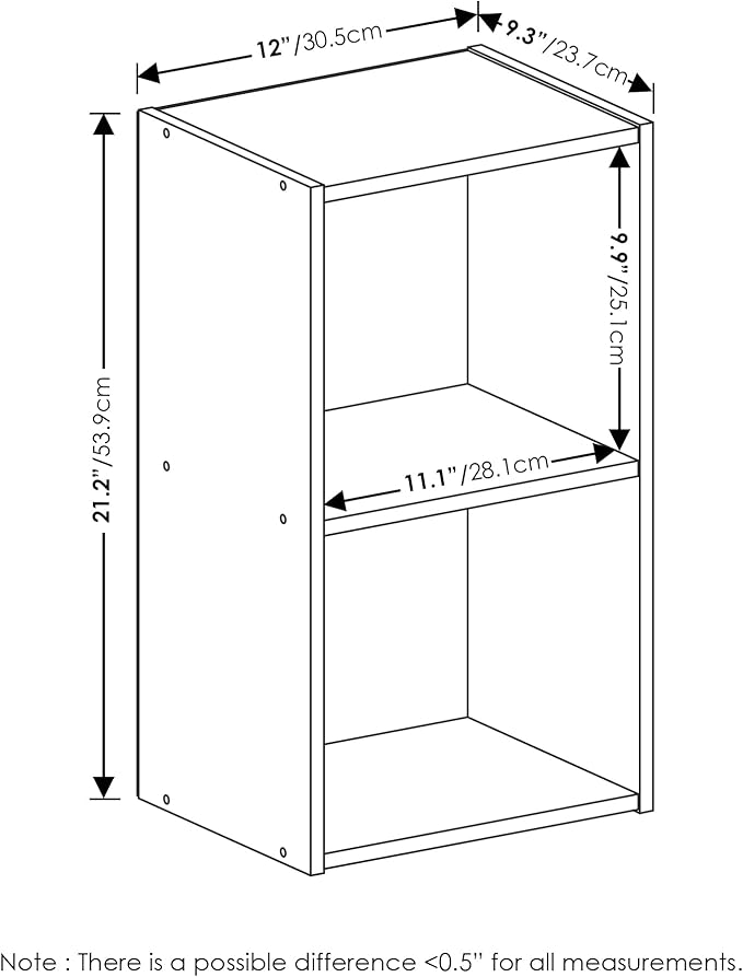 Furinno Luder Bookcase / Book / Storage, 2-Tier Cube, White