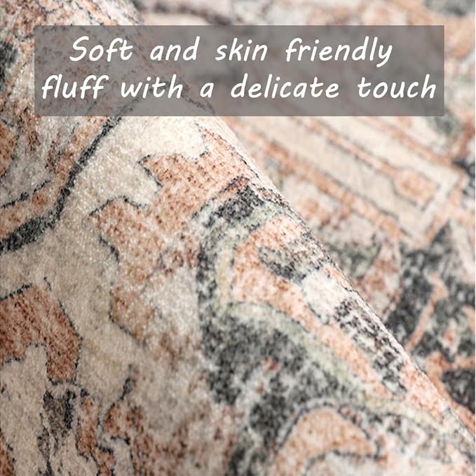 Area Rug 2x3 Washable Rug Door Mat Vintage Distressed Doormat Indoor Entrance Traditional Thin Floral Print Non Slip Carpet for Kitchen Bathroom Bedroom Living Room