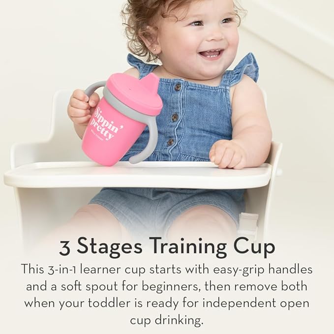 Bella Tunno Sippy Cup, Silicone Training Cup with Transition Handles for Infants, Toddlers & Kids, Babies 6-12 Months & Toddlers 1-3 Years, Boys & Girls, Oops I Dropped It Again, 8 oz
