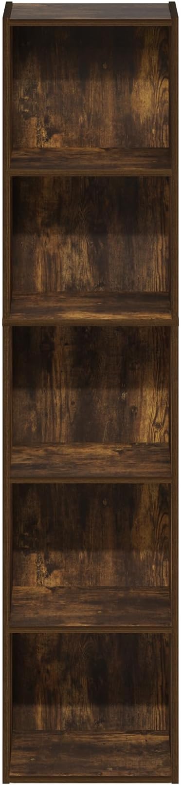 Furinno Pasir 5-Tier Open Shelf Bookcase, Bookshelf, Amber Pine