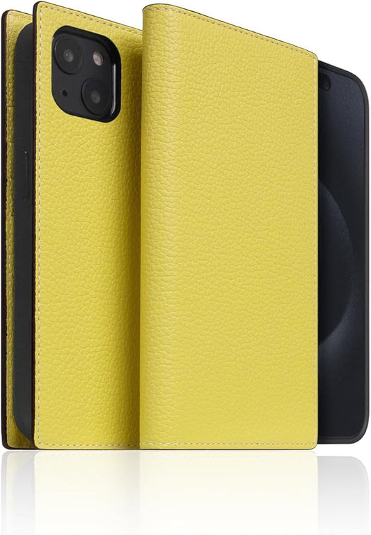 D8 Neon Full Grain Leather Wallet Case for iPhone 15 Plus - [2-in-1] Handcrafted Detachable Diary Style with Magnetic MagSafe Back Cover, Gift Box Included (Lemon)