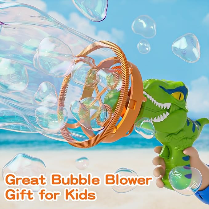 Dinosaur Bubble Blower Bubble Machine Gun for Kids and Toddlers Fun Big Bubble Wand Outdoor Toys for 3 4 5 6 7 8 Years Old Boys and Girls(Green)