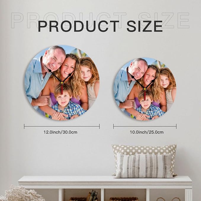 Generic Custom Clocks for Walls Personalized Picture Hanging Time Clocks Customize Gifts for Kitchen Bathroom Home Creative, 10inch-25cm
