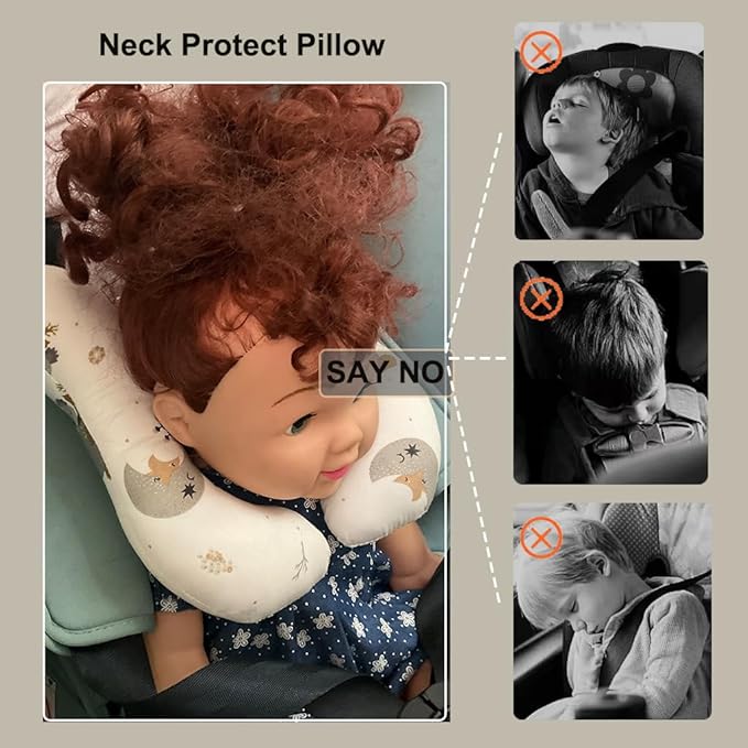 Baby Neck Pillows, Comfortable Baby Travel Head Neck Support Pillow for Car Seat Stroller Pushchair, Soft PP Cotton Travel Pillow for 0-1 Year Old Toddler Infant Newborn, Koala