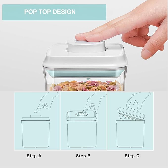Airtight Food Storage Container - 1.25qt / 1250ml Rectangle Pop Containers With Lids, Bpa Free for Spaghetti Cereal Flour Rice Kitchen Organizer
