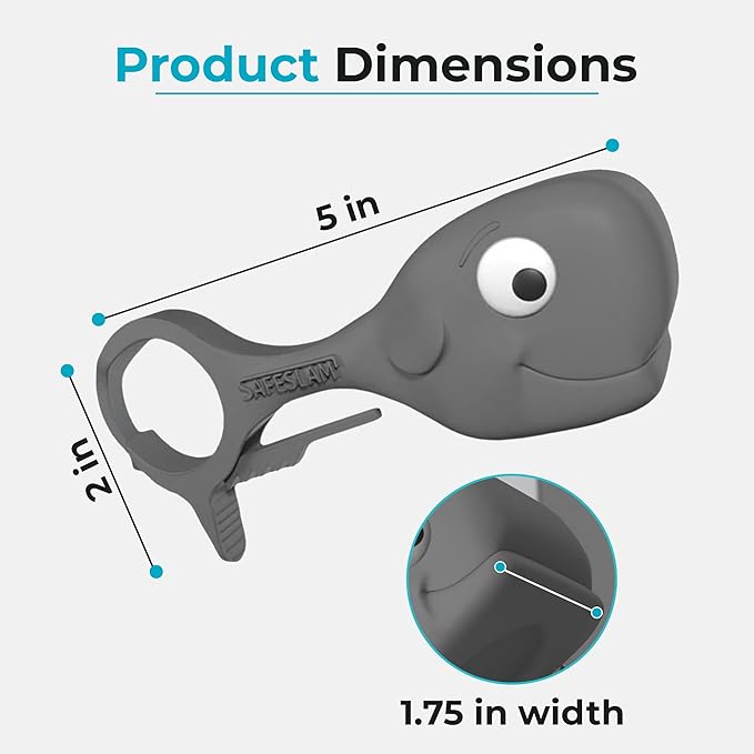 Baby Proofing Door Stopper, Door Pinch Guards Protect Child Fingers & PET Tails. Baby Safety Finger Protectors Prevent Pinch Injuries – Kids and Adults Love Whale Pinch Guard (Grey)