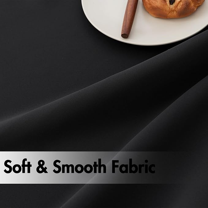 ANRODUO Back Tab Blackout Curtains for Bedroom Living Room, Rod Pocket Pinch Pleated Thermal Insulated Room Darkening Curtains 102 Inches Long 2 Panels, Black, 52 x 102 Inch