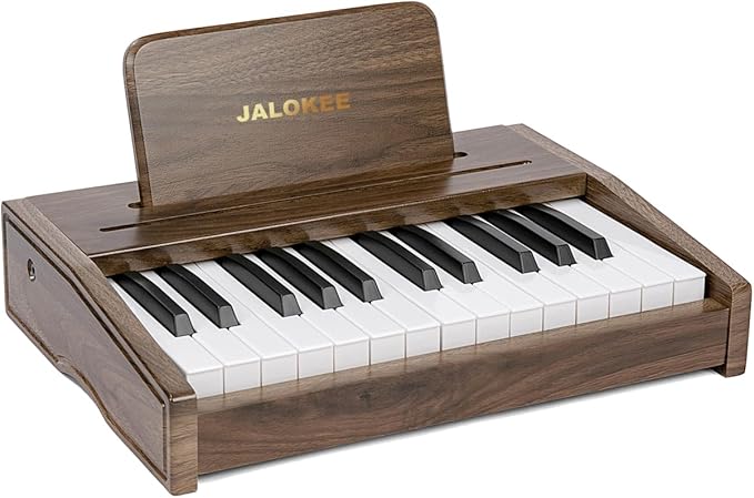 Kids Piano Keyboard, Digital Piano for Kids, Music Educational Instrument Toy, Wood Toy for 3+ Girls and Boys (Walnut, 25 Keys)