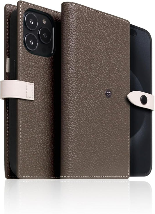 D8 Edition Full Grain Leather Wallet Case for iPhone 15 Pro - [2-in-1] Handcrafted Detachable Diary Style with Magnetic MagSafe Back Cover and Snap Closure, Gift Box Included (Etoffe Cream)