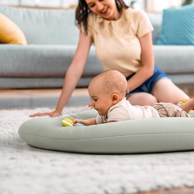 Baby Lounger for Newborn: Skin-Friendly & Breathable for 0-12 Months Infant Tummy Time Playtime & Diaper Changes - Portable & Lightweight Cushion for New Parents