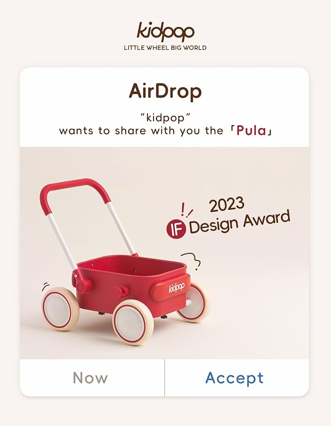 PULA Baby Push Walker with Wheels Toddler Wagon for First Learner Baby Toys 6-12 Months, 1 Year Old Birthday Gifts, Indoors and Outdoors (Red)