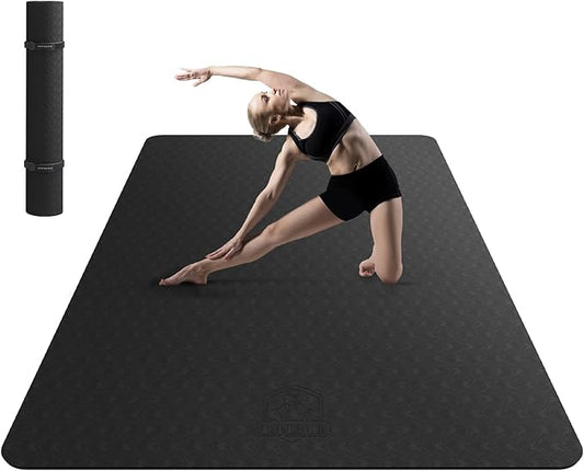 HAPBEAR Extra Large Yoga Mat - 72"x48"/78"x54", 1/4" & 1/3" Thick, Non-Slip, Durable, Eco-Friendly, Wide Exercise Mat for Home Workouts, Yoga, Pilates, Stretching, Meditation (Barefoot Exercise)