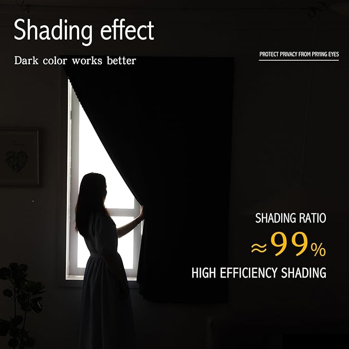 Self Adhesive Portable Blackout Curtains for Bedroom Easy to Install Window Thermal Lnsulated Kitchen Room Darkening Small Window Curtains, Cortinas Para Cuarto, 35"W X 79"L, Beige, 1 Panel