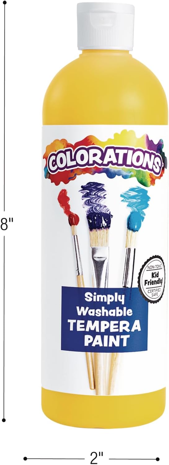 Colorations Paraben-Free Washable Tempera Paint Set, 19 Colors, Non-Toxic, Vibrant, Kids' Art Supplies