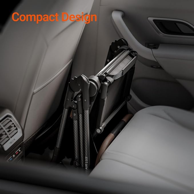 Air Lux Baby Stroller with Carbon Fiber Frame, One-Hand Fold & Reversible Seat, Magnetic 5-Pt Harness, Car Seat Adapter, 15.8lbs, Meteorite