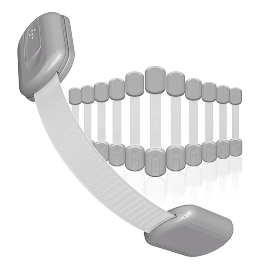 Baby Proofing Child Safety Locks (12 Pack) by Skyla Homes - The Safest, Quickest and Easiest 3M Adhesive Cabinet Latches, No Screws & Magnets, Multi-Purpose for Furniture, Kitchen, Ovens, Toilet Seats