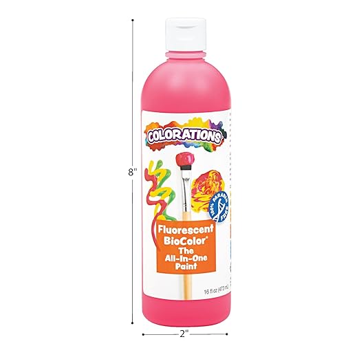 Colorations BioColor FBIOPI Paint, Fluorescent Pink 16 oz.