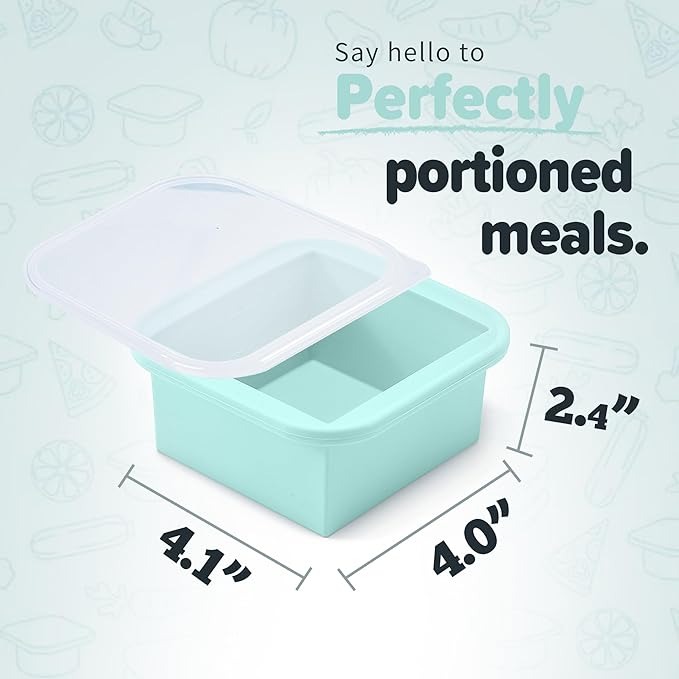 2-Cup Silicone Freezer Trays with Lids – Perfect for Meal Prep, Portion Control, and Easy Freezing-Meal Prep Container Molds for Soup,Leftovers (Bondi Mint, 2 Pack)
