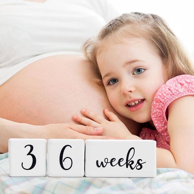 Baby Monthly Milestone Blocks for Boy or Girl, Milestones Age Photo Block Set for Baby Shower, Pregnancy Countdown, 7 Pcs