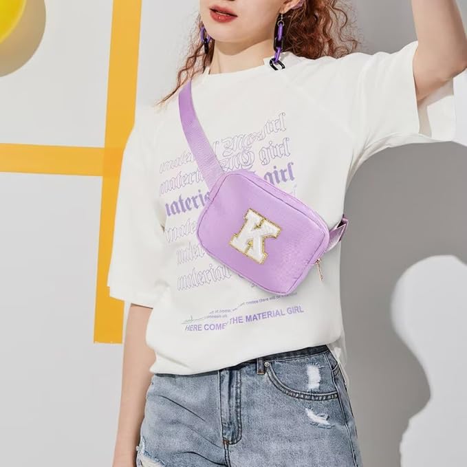 YOOLIFE Birthday Gifts for 4 5 6 7 8 9 10 11 12 13 14 Year Old Girls - Initial Fanny Pack Belt Bag Purse for Girls Teens Daughter Sister Niece, Personalized Trendy Stuff for Teen Girl Kids | Purple W