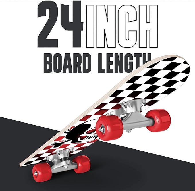 24 inch Rude Boyz Mini Cruiser Skateboard - Aluminium Trucks - Kids Skateboard Ages 5-8 Beginner - Skateboards for Kids