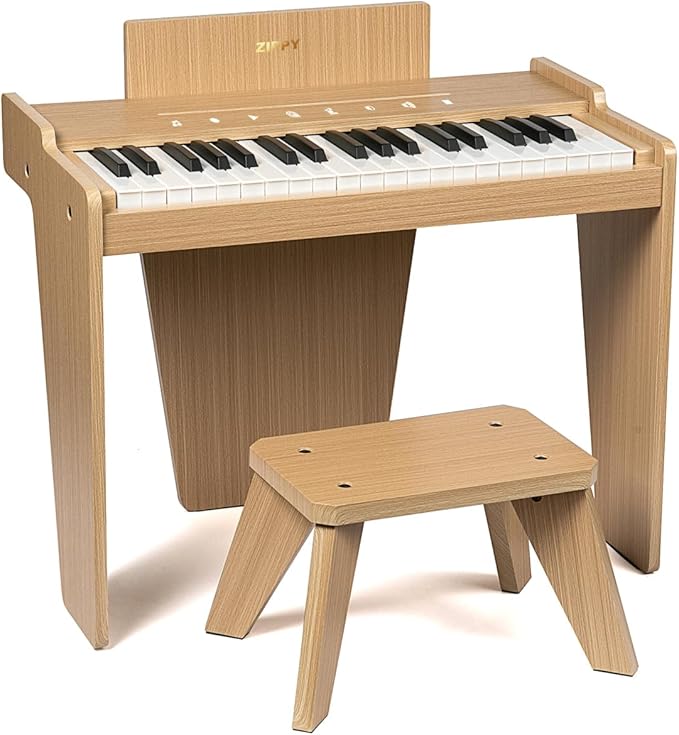 ZIPPY Kids Piano Keyboard, 37 Keys Digital Piano for Kids, Touch Sensitive Control Panel, Built-in Songs, Volume Adjustable, Music Educational Instrument, Wood Piano for 3+ Girls and Boys (Oak Plus)