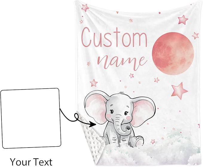 Custom Nursery Crib Bedding Set: Personalized Name 4 Piece Starry Sky Elephant Design Baby Crib Sets for Girls - Toddler Double Layer Blanket Set, Comfortable Crib Bed Sheets for Baby Toddlers