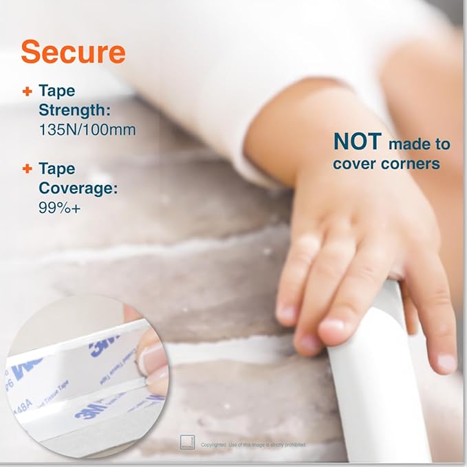 Roving Cove HeftyFit Edge Protector for Baby Proofing (6ft Large Edge Only), Heavy-Duty Soft Furniture Edge Bumper Guards, Desk Edge Cushion, Wall Corner Covers, 3M Adhesive, Oyster White (Off White)