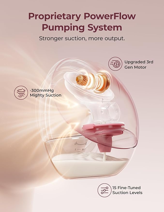 Momcozy Breast Pump Hands Free Upgraded Mobile Flow | M9, App Discreet Control with Personalized Multi-Modes & 15 Levels, Wearable Breast Pump 24mm, 2 Pack Cozy Red
