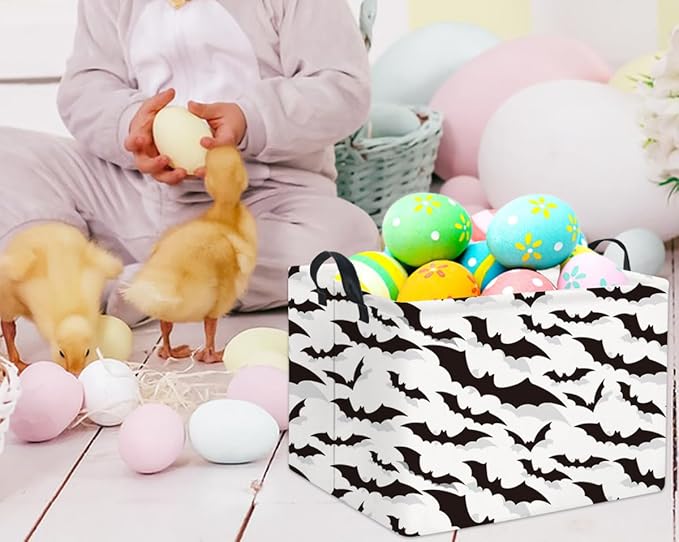 HIYAGON Rectangular Batman Basket Kids Storage Basket Kids Baby Nursery Basket for Boys Bat Room Decor Cute Toy Storage Organizer Bins Bedroom(Bats)