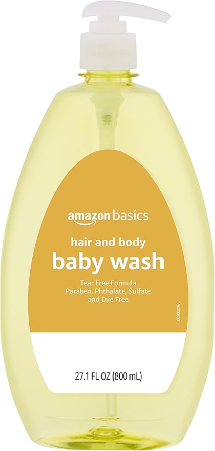 Amazon Basics Tear-Free Baby Hair and Body Wash, 27.1 Fluid Ounce, Lightly Scented, 4-Pack (Previously Solimo)