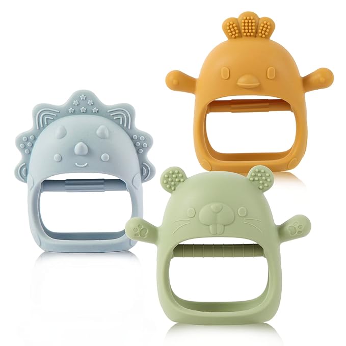 Baby Teething Toys, Teething Toys, Teethers for Babies 3-6 Months, Baby Chew Toys, BPA Free Teether Mitten with Soft Texture for Sensory Exploration and Itching Teething Relief
