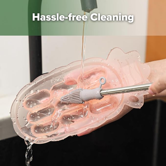 Haakaa Silicone Nibble Freezer Tray -Breastmilk Teething Popsicle Mold - Baby Fruit Food Feeder Teether Tray - Baby Food Maker - Ice Cube Tray - 4 Months+ Babies - BPA Free - Blush