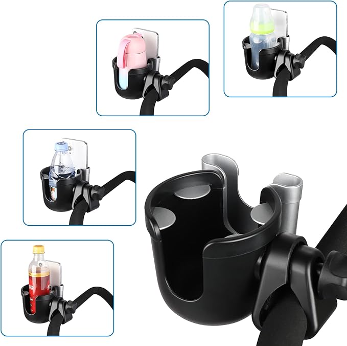 Accmor Stroller Cup Holder with Phone Holder, Bike Cup Holder, Universal Cup Holder for Uppababy Nuna Doona Strollers, 2-in-1 Cup Phone Holder for Stroller, Bike, Wheelchair, Walker, Scooter